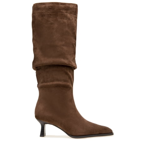 Kensie Women's Scrunch Knee High Kitten Heel Boot