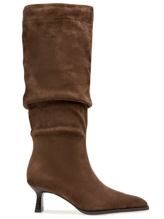 Women's Scrunch Knee High Kitten Heel Boot