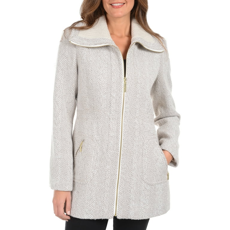 Kensie Women's Wool Blend Zip Up Coat - Walmart.com