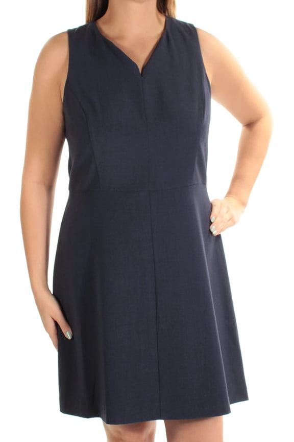 Womens Heather Stretch Crepe Dress Medium Heather Navy