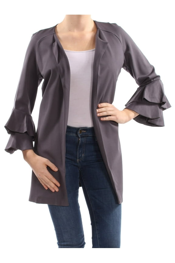 Womens Bell Sleeve Ponte Jacket, Grey, Medium