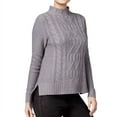 thumbnail image 1 of Kensie Womens Cable Knit Sweater, Grey, X-Small, 1 of 3
