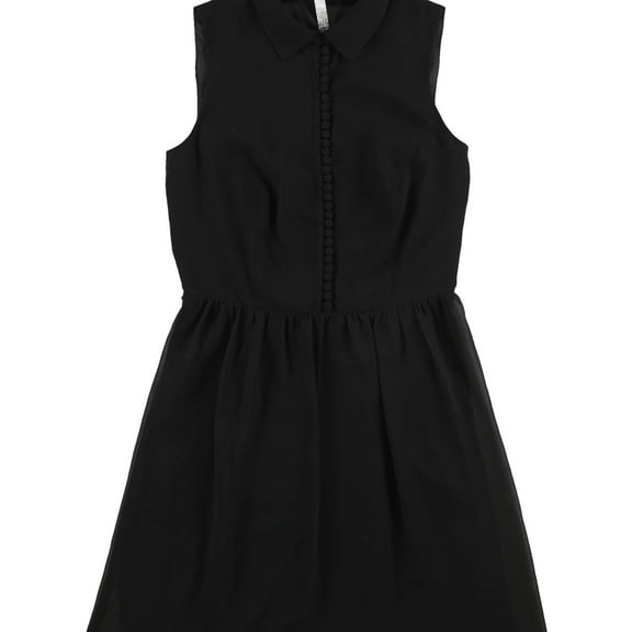 Kensie Womens Crepe Chiffon A-line Dress, Black, X-Small