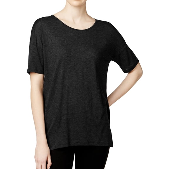Kensie Womens Crew SS Basic T-Shirt, Black, Small