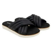 Kensie Womens' Dream Cross Band Comfortable & Cushioned Slip-On Sandal (Black, 11)