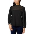 thumbnail image 1 of Kensie Womens Embroidered Knit Blouse, Black, Medium, 1 of 2