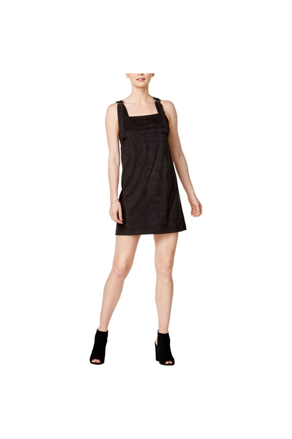 Womens Faux Suede Jumper Mini Dress, Black, X-Large