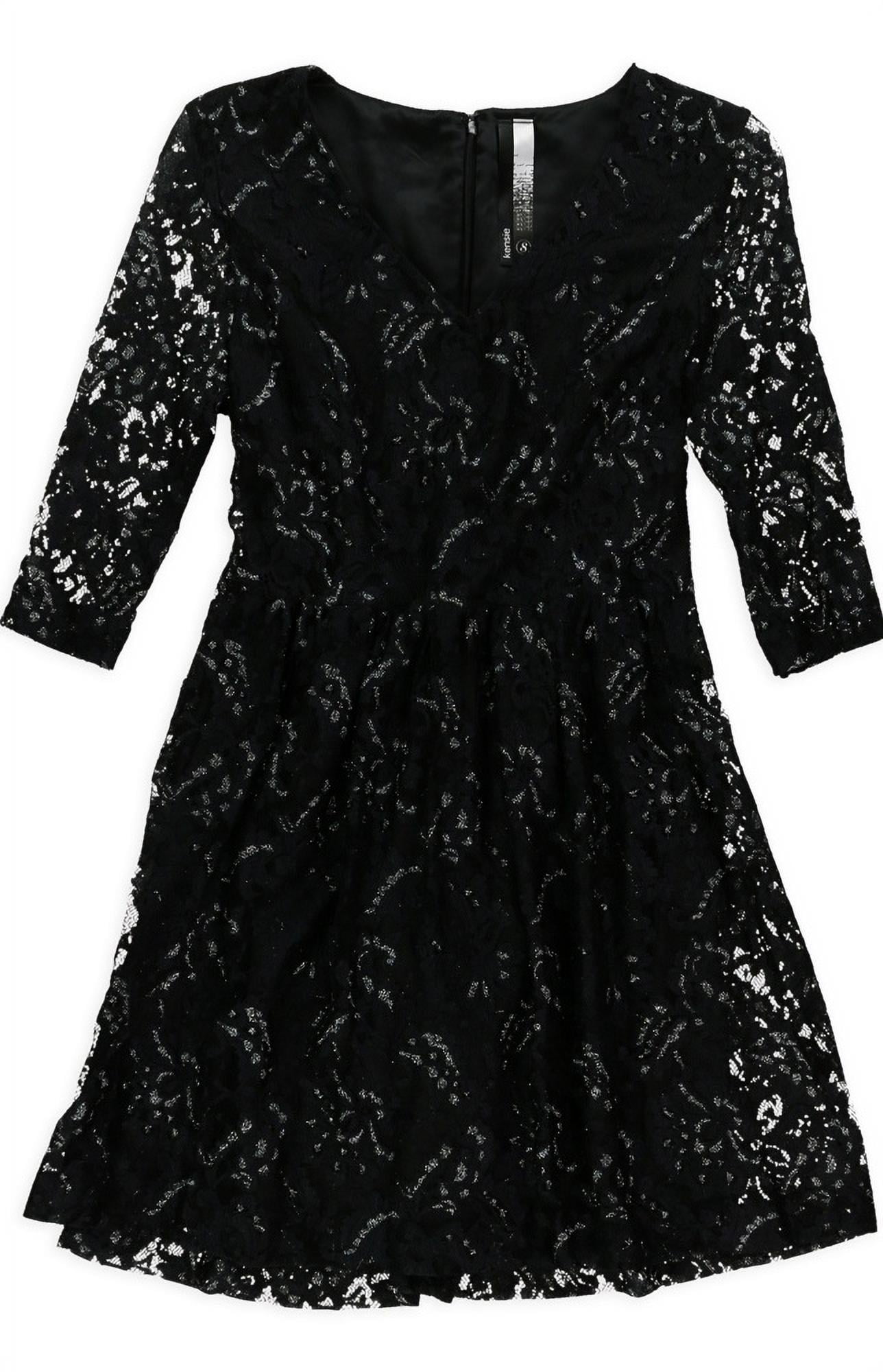 Kensie Womens Flare Lace A-Line Dress - Black - Medium