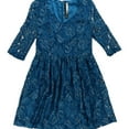 thumbnail image 1 of Kensie Womens Flare Lace A-line Dress, Blue, Medium, 1 of 2