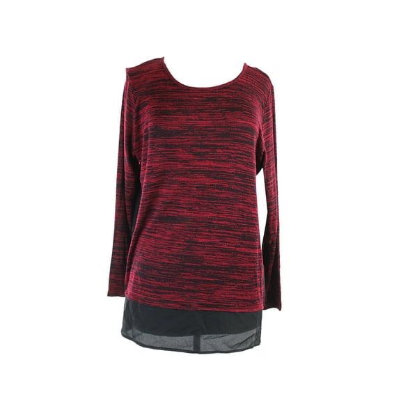 Kensie Womens Garnet Combo Space-Dye Contrast Top M