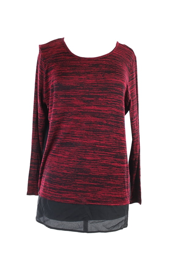Womens Garnet Combo Space-Dye Contrast Top M