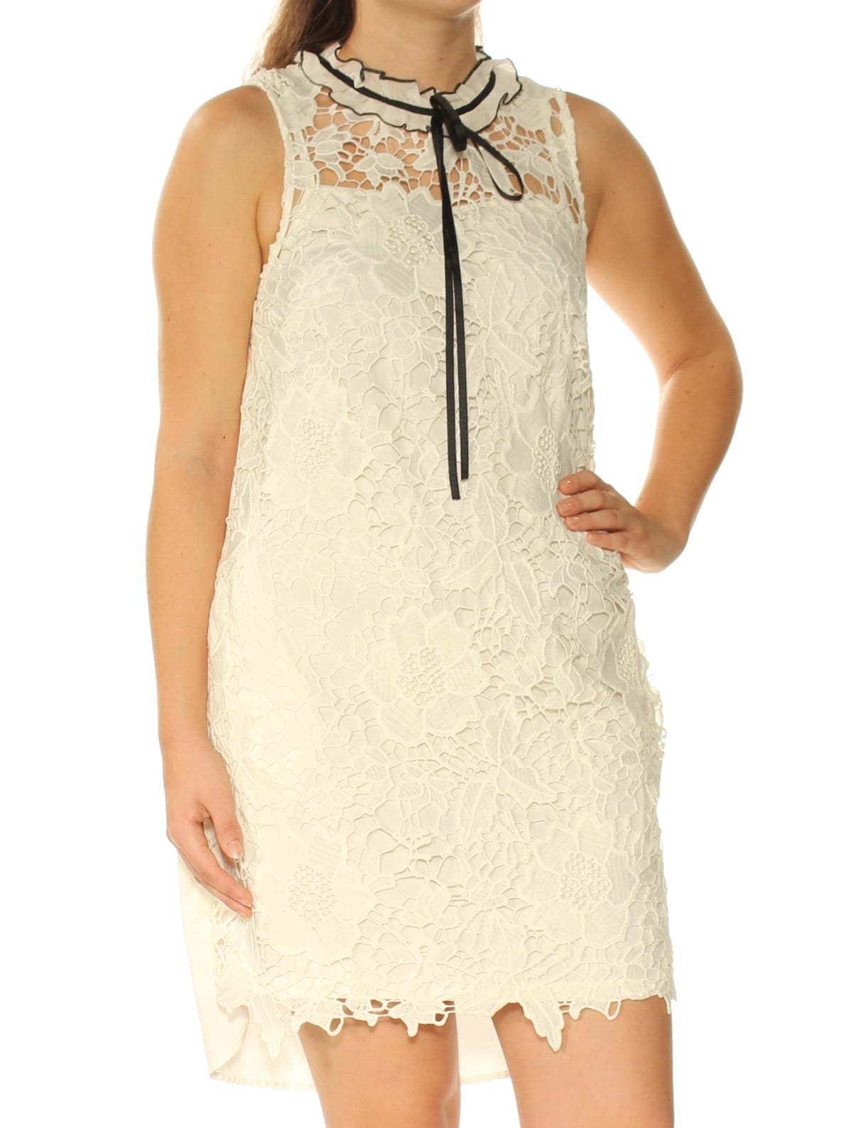 chinese dress ladies Kinsley White High-Neck Floral Lace Midi Dress