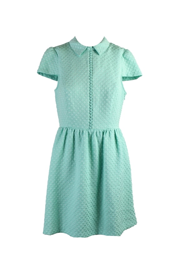 Womens Mint Cap-Sleeve Textured Dot Dress M L-
