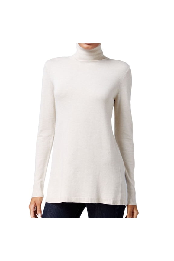 Womens Pleated-Back Pullover Sweater, Beige, Small