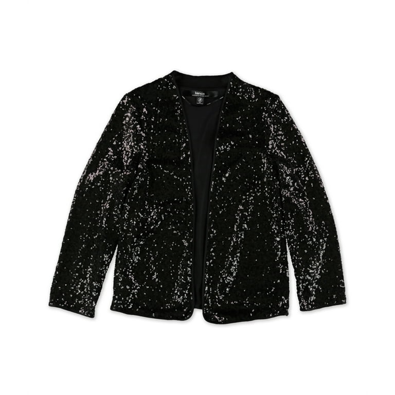 Kensie Womens Sequins Bolero Jacket Black X Small
