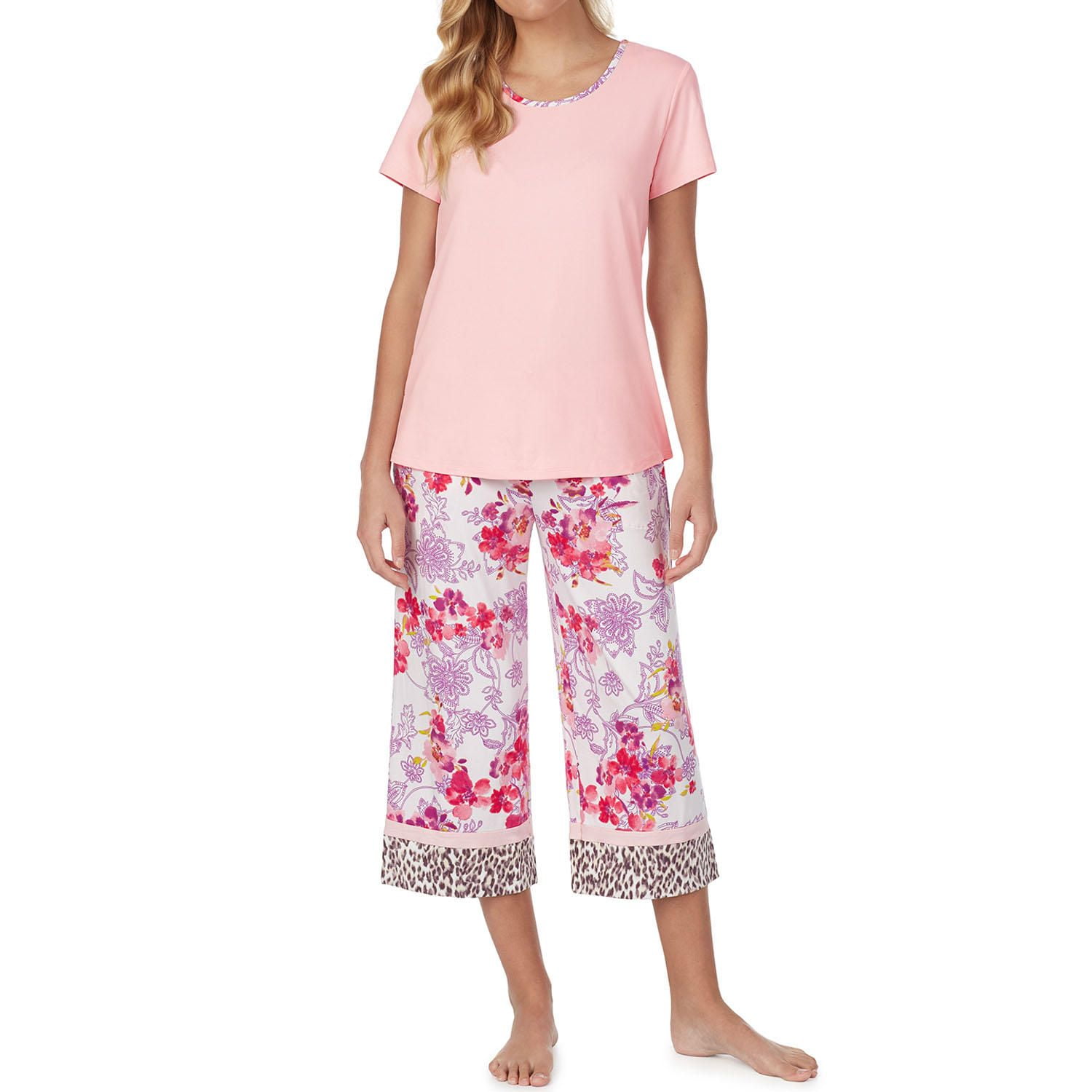 Buy Zivame Her World Knit Cotton Capri Sets Salmon Rose - Multi