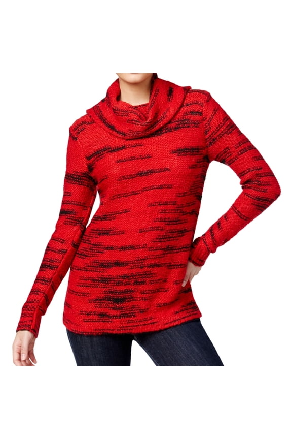 Womens Red Long Sleeve Cowl Neck Tunic Sweater Size: XS