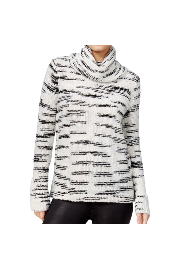 Womens Space Dyed Knit Sweater, White, Small