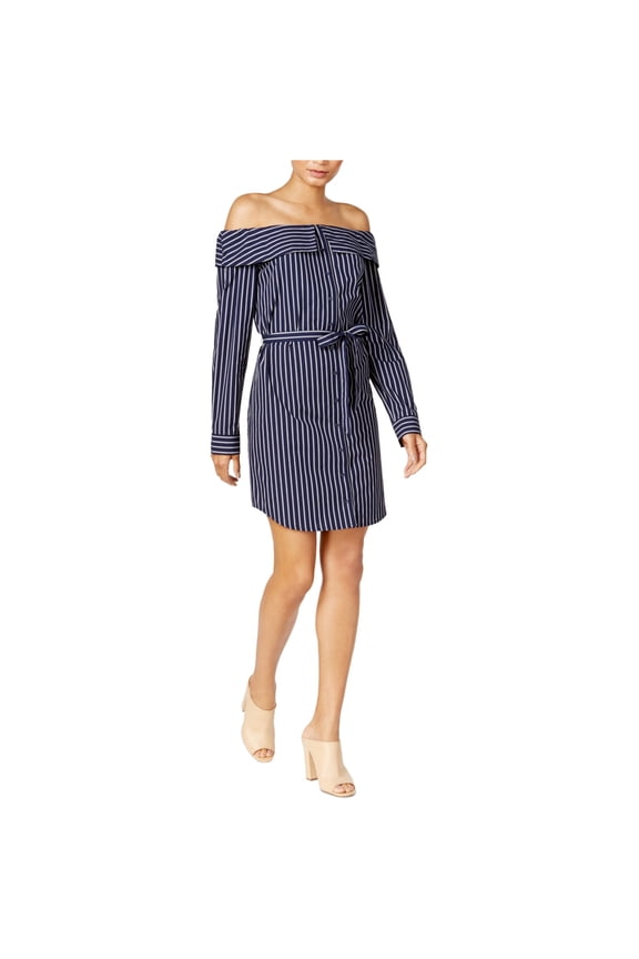 Womens Striped Mini Dress, Blue, X-Small