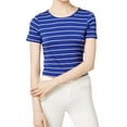 thumbnail image 1 of KENSIE $45 Womens New 1562 Blue White Striped Tie Short Sleeve Top M B+B, 1 of 2