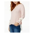 thumbnail image 1 of Kensie Womens Tie Sleeve Knit Blouse, Pink, X-Large, 1 of 2