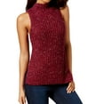 thumbnail image 1 of KENSIE Womens Red Twisted Slub Ribbed Sleeveless Turtle Neck Tunic Wear To Work Sweater  Size: S, 1 of 2