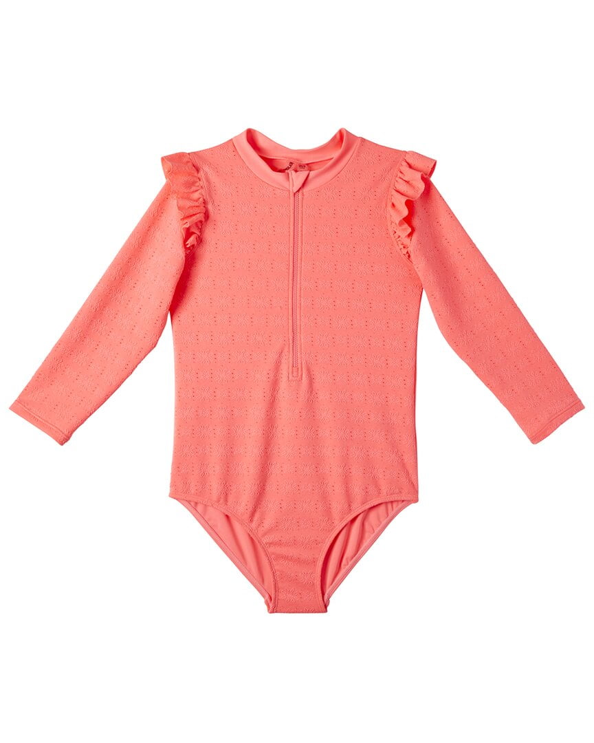 Kensie girls Eyelet One-Piece Rash Guard, 4, Orange - Walmart.com
