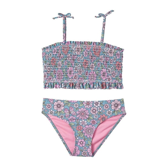 Kensie girls Floral Print Swimsuit, 6X, Green