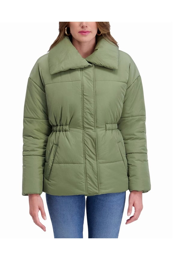 womens Crinkle Puffer Jacket, m, Green