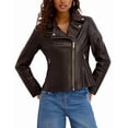 thumbnail image 1 of Kensie womens  Peplum Moto Jacket, l, Brown, 1 of 3