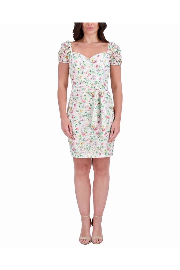 womens Printed Lace Mini Dress, 6, White