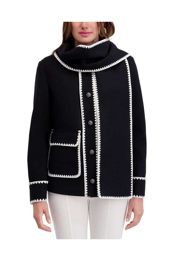 womens Scarf Collar Jacket, s, Black