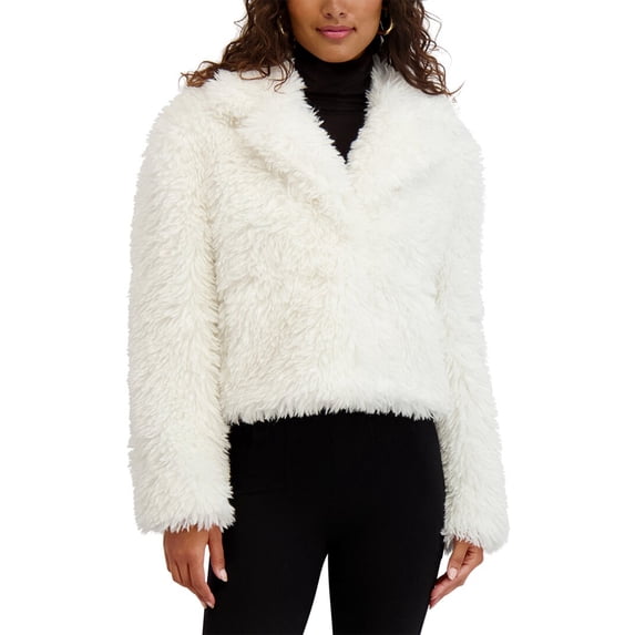 Kensie womens Mongolian Faux Faux Fur Jacket, XL, White