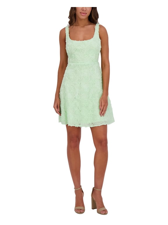 womens Soutache Embellished Mini Dress, 4, Green