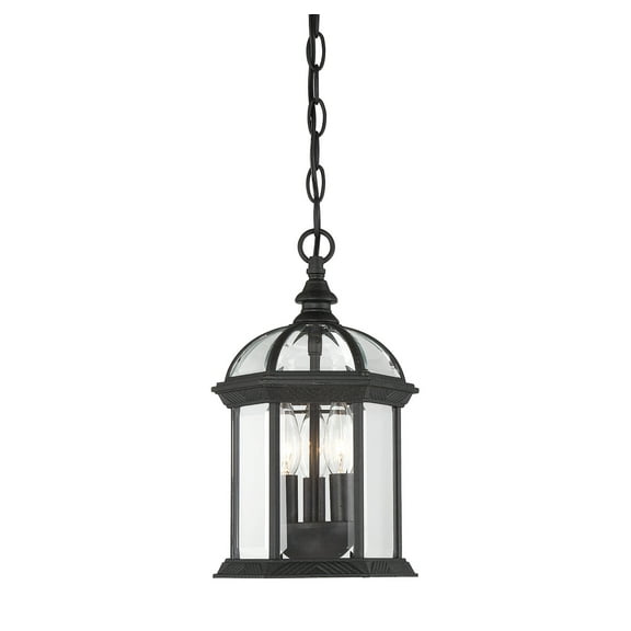 Kensington 3-Light Outdoor Hanging Lantern in Textured Black