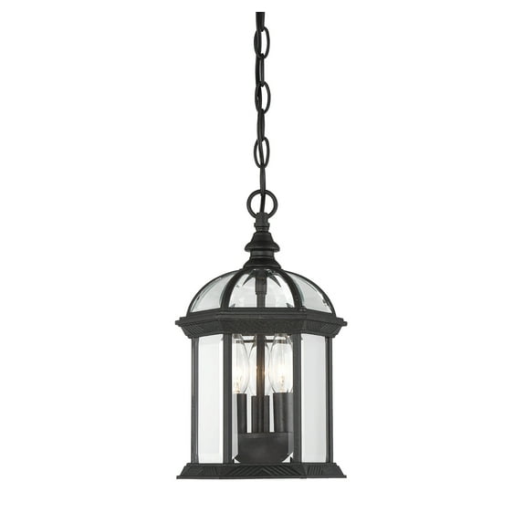 Kensington 3-Light Outdoor Hanging Lantern in Textured Black
