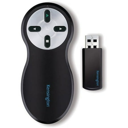 Kensington 33373 Presentation Pointer Wireless - Radio Frequency - 2.40 GHz - Black, Silver - 1 Pack - USB - 4 Button(s)