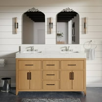 Kensington 60" Double Bathroom Vanity with Blonde Cabinet and Engineered Marble Countertop