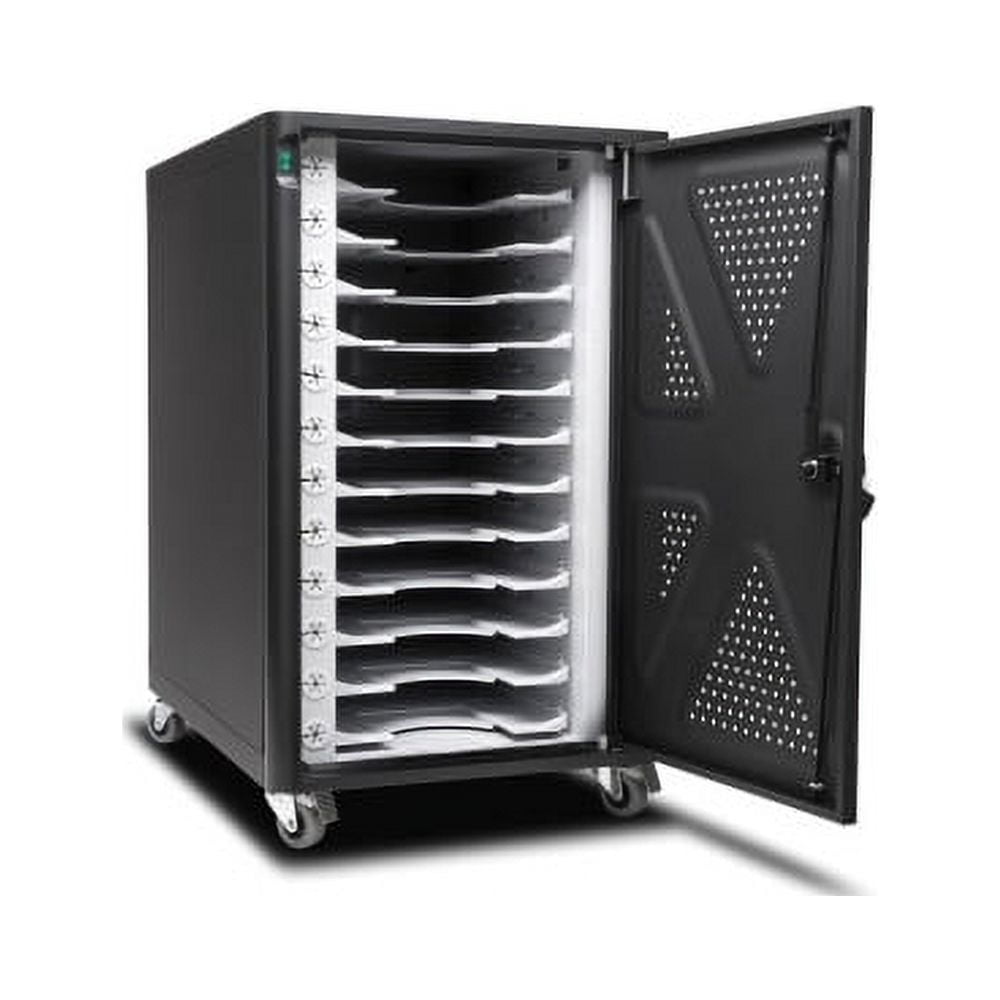 Kensington AC12 Security Charging Cabinet - Universal Device 4 Casters - x 16.5" Width x 23.2" Depth x 28.1" Height - Black - For 12 Devices - 1 Each