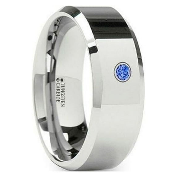 Kensington Beveled Blue Diamond Tungsten Wedding Band