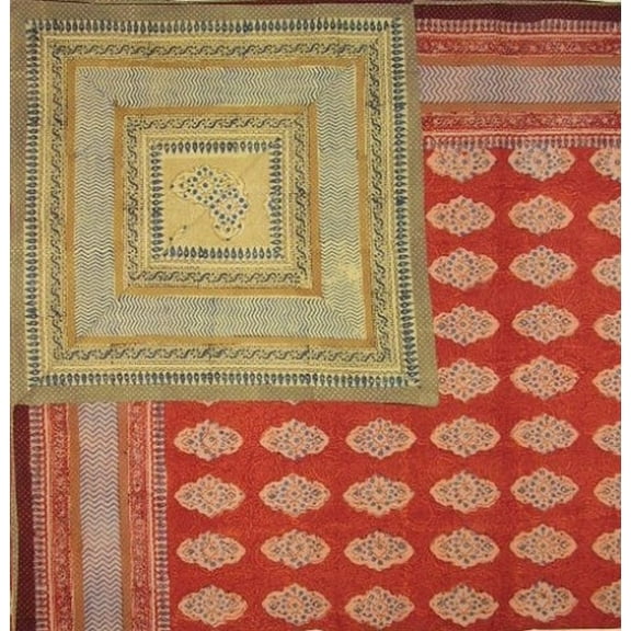 Kensington Block Print Reversible Duvet Cover Cotton 92" x 88" Fits Full-Queen Multi Color