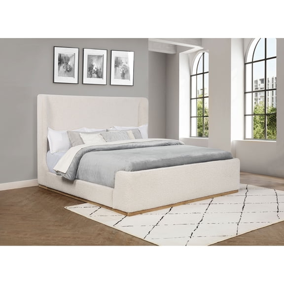 Kensington Cream Upholstered Eastern King Sleigh Bed - 56.5" High