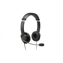 Kensington Hi-Fi Headphones with Mic - Stereo - Mini-phone (3.5mm) - Wired - Over-the-head - Binaural - Circumaural - 6 ft Cable - Noise Cancelling Microphone - Noise Canceling - Black | Bundle of 5