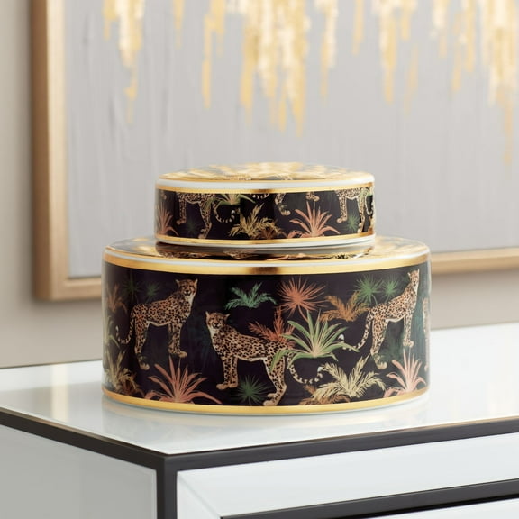 Kensington Hill Matios Multi-Color Leopard Round Jar with Lid