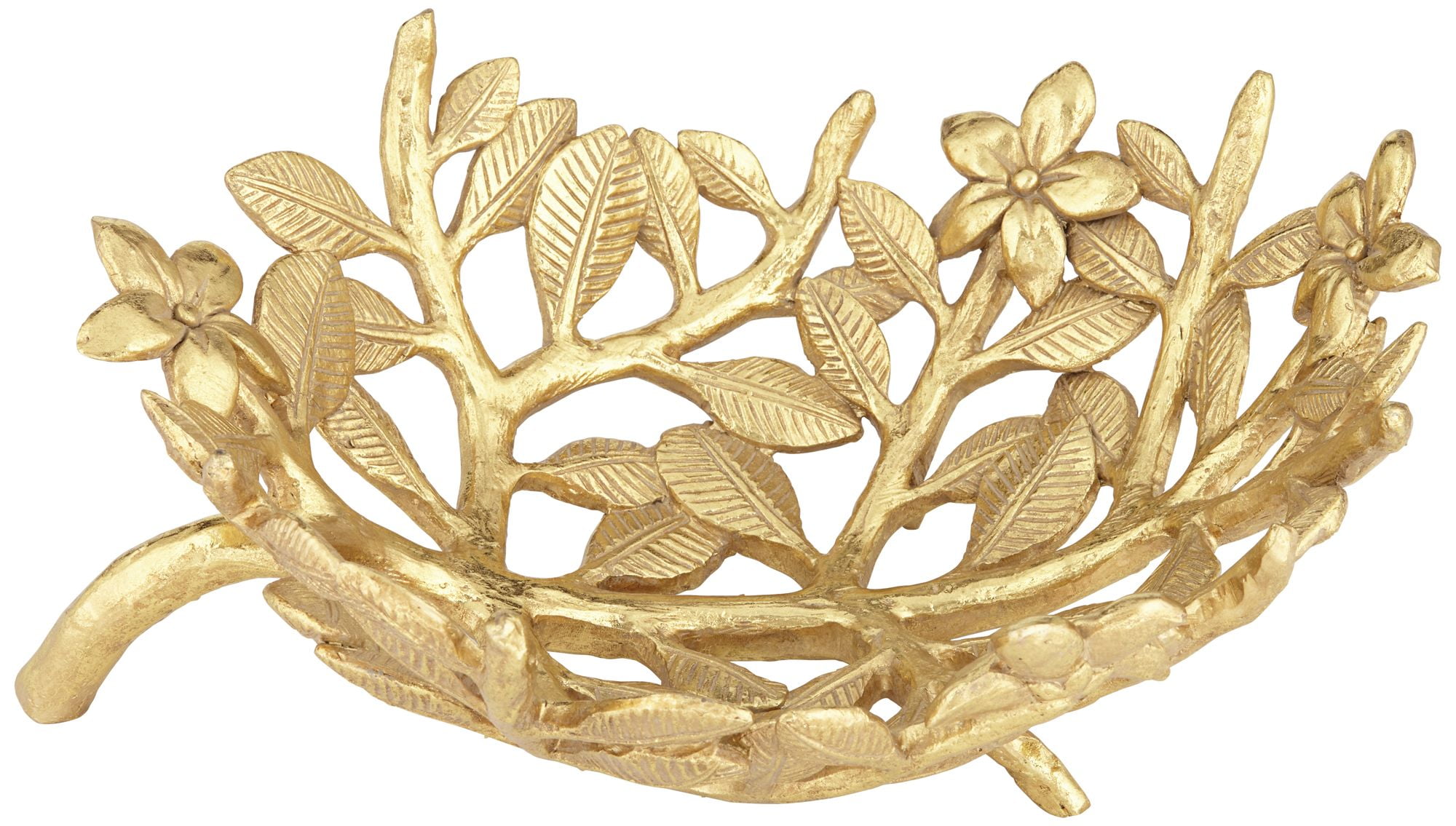 Matte Gold Handcrafted Floral Resin Decorative Bowl