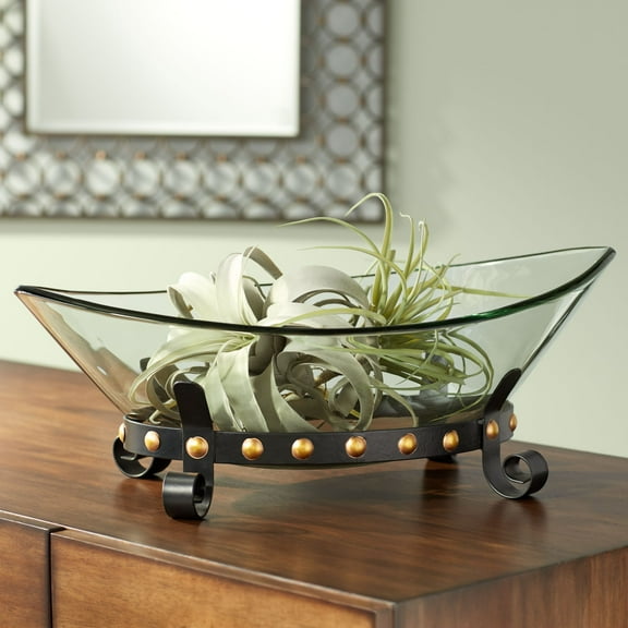 Kensington Hill Rayden 23 1/4" Wide Decorative Glass Bowl with Studded Base