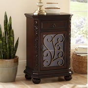 Kensington Hill Rustic Cherry Wood Accent Table 22 1/2" x 14 1/2" with Storage & Drawer Glass Door for Living Room Bedroom Bedside