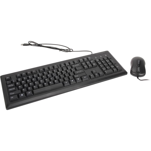 Kensington Keyboard & Mouse - USB, PS/2 Membrane Cable Keyboard - 104 Key - English (US) - Black - USB Cable Mouse, PS/2 - Optical - Scroll Wheel - Black - Symmetrical