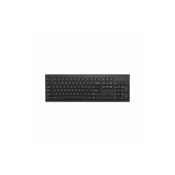 Kensington KB150 EQ Wireless Keyboard - Wireless Connectivity - RF - 2.40 GHz - USB Type A Interface - 104 Key(s) - Windows, Mac OS - PC, Mac - Membrane Keyswitch - AA Battery Size Supported - Black
