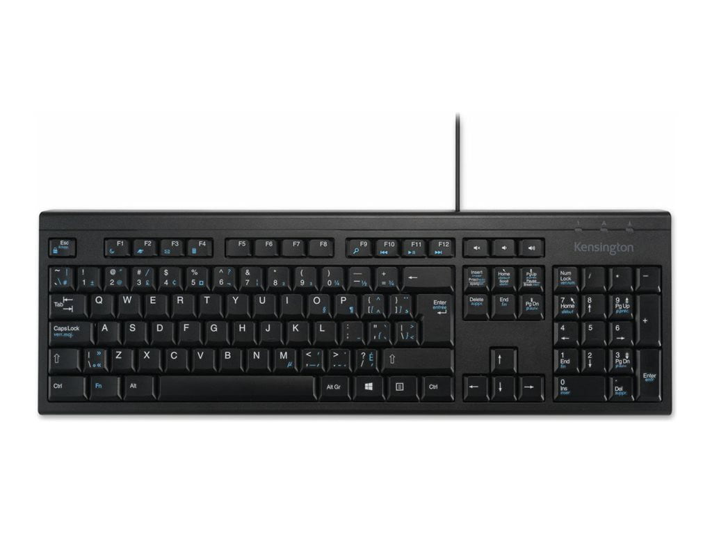 Kensington English and Canadian French Bilingual Wired USB Keyboard, 105 Key, Black (K72200CA)